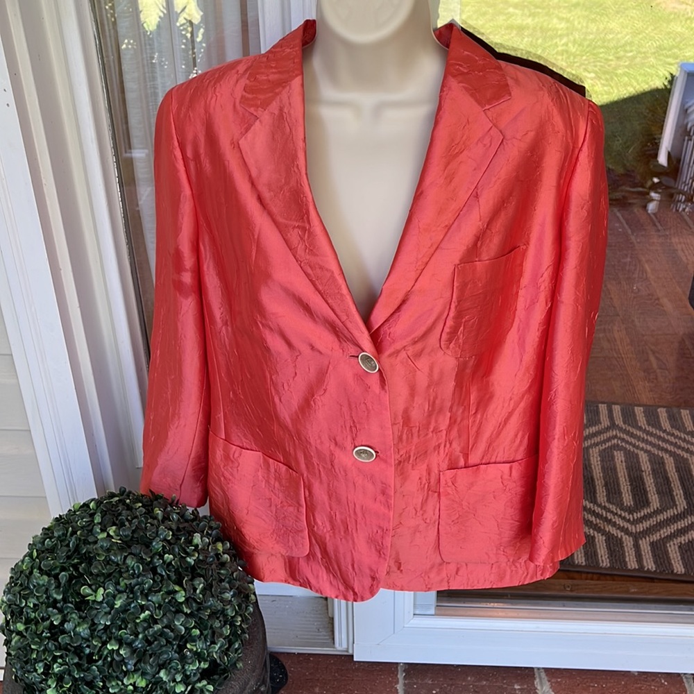Talbots silk jacket in coral - Picture 2 of 7